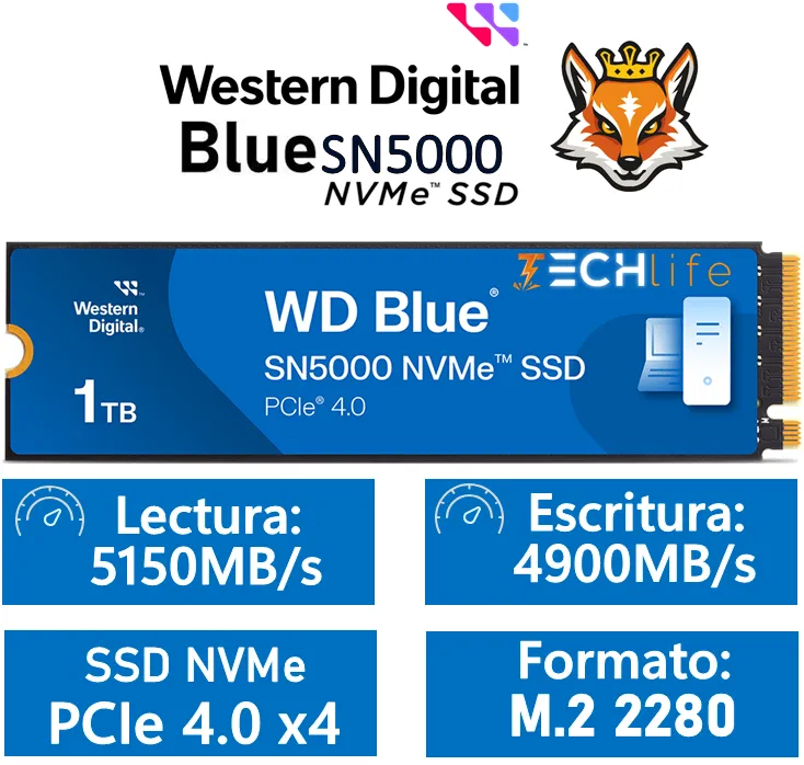 Novedad en TechLife WD SSD SN5000 1TB NVMe